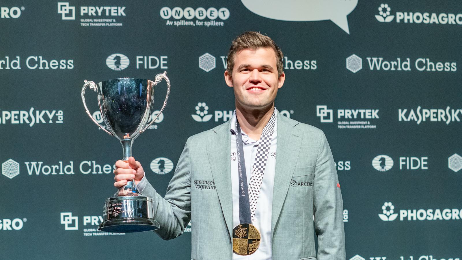 Carlsen wins the 2018 World Championship against Fabiano Caruana.